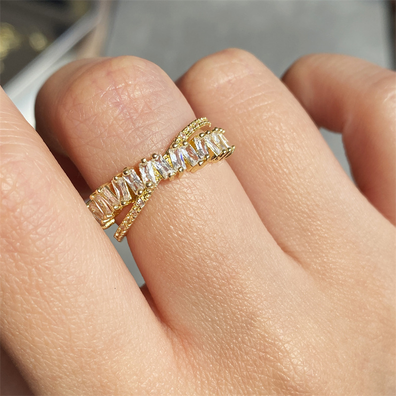 European And American Cross-border Fashion Ring Designer Ring Hot Selling Micro Inlaid Zircon Adjustable Opening Ring Light Luxury All Diamond Ring Hi