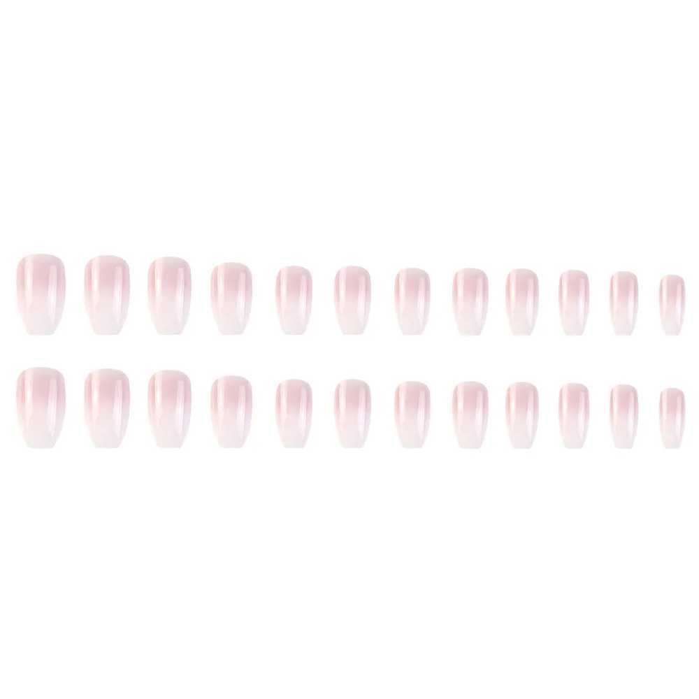 24 Smooth Short Ballet Actors Pressing Nails Pink Gradient Fake Nails Artificial Fingers Ergonomic Fake Nails W250410