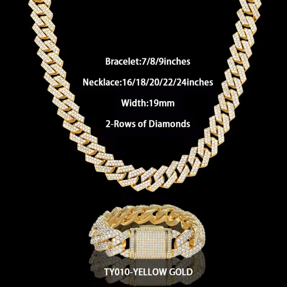 Pass the test18mmSterg Sier Ice outHip Hop VVS MosanNecklace Custom Size Black Dia Cuban Chain