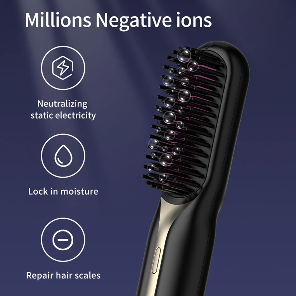 Cordless Hair Straightener Heating Comb Professional Electric Brush for Hair Smoothing Iron Negative Ion Nourish Hair Care 251107