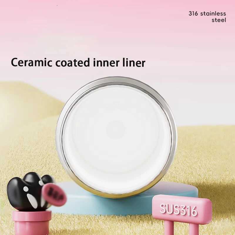 Fashionable cup 680ml Thermos Cup with Straw Stainless Steel Ceramic Inner Insated Cup Cartoon Travel g Portable Water Bottle Y251110