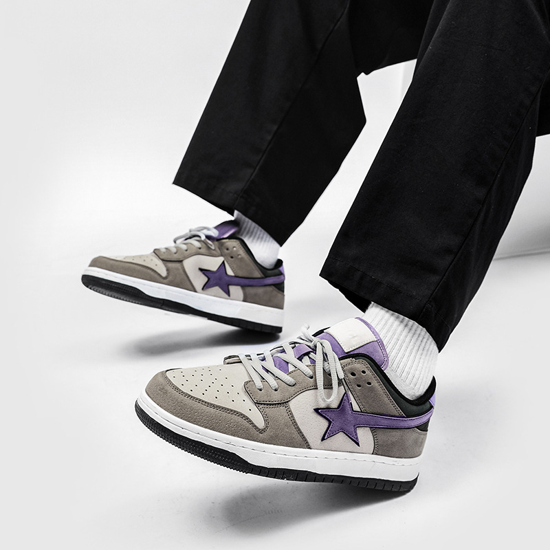 Free shipping affordable luxury chaussures Shoes mens womens gray purple color matching versatile board shoes niche trend fashion casual sports shoes