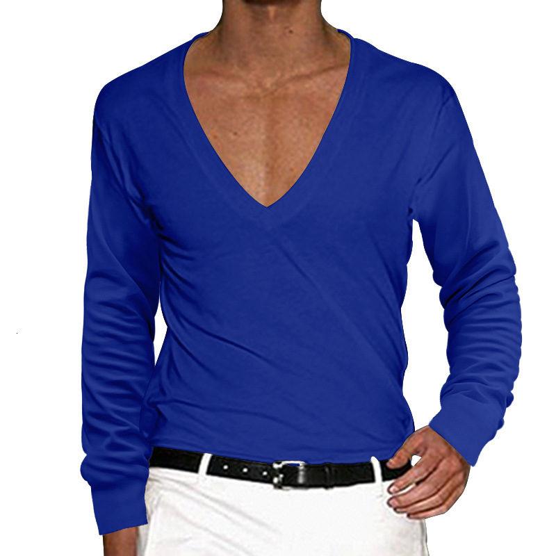 2025 New Long Sleeve T-shirt Spring and Autumn Solid Color Slimming Thin Casual Top for Men