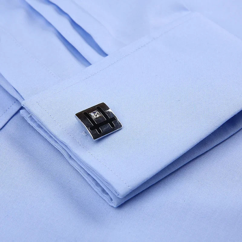 Quality Formal French Cufflinks Shirt Mens Long Sleeve Tuxedo Male Slim Fit Button Cuff Men Dress Shirts Party Wedding 250408