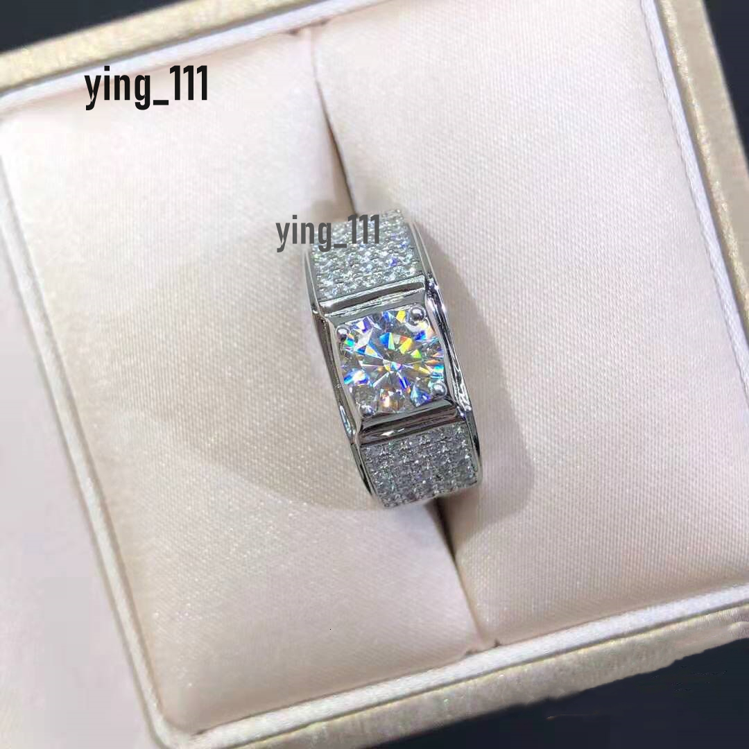 Gropshipping Elegant VVS Moissanite Round Diamond Custom 1ct Ring Sets Fashion Jewelry 925 Silver for Men