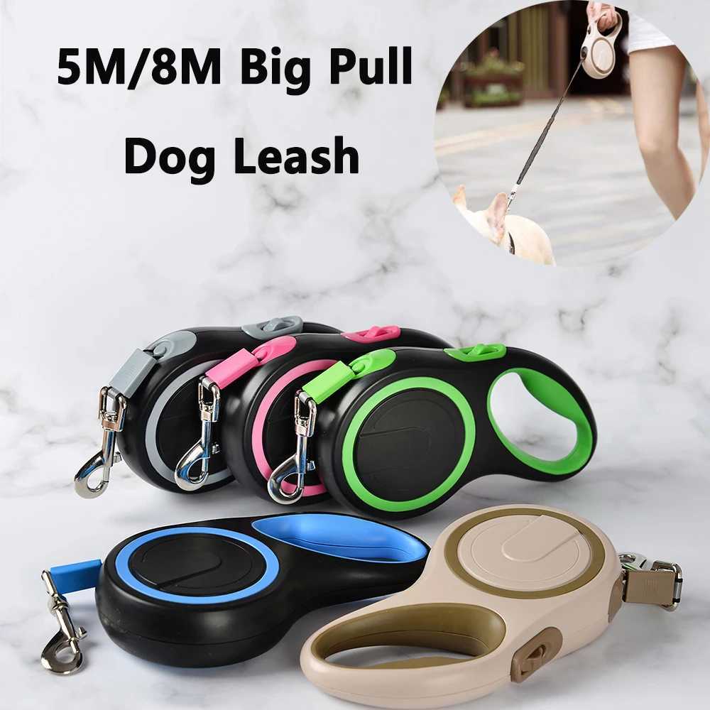 5M/8M Retractable Big Dog Leash Automatic Sturdy Nylon Rope Color Blocking Walking Hiking Strong Leash 50KG Large Pet Accessorie J251110