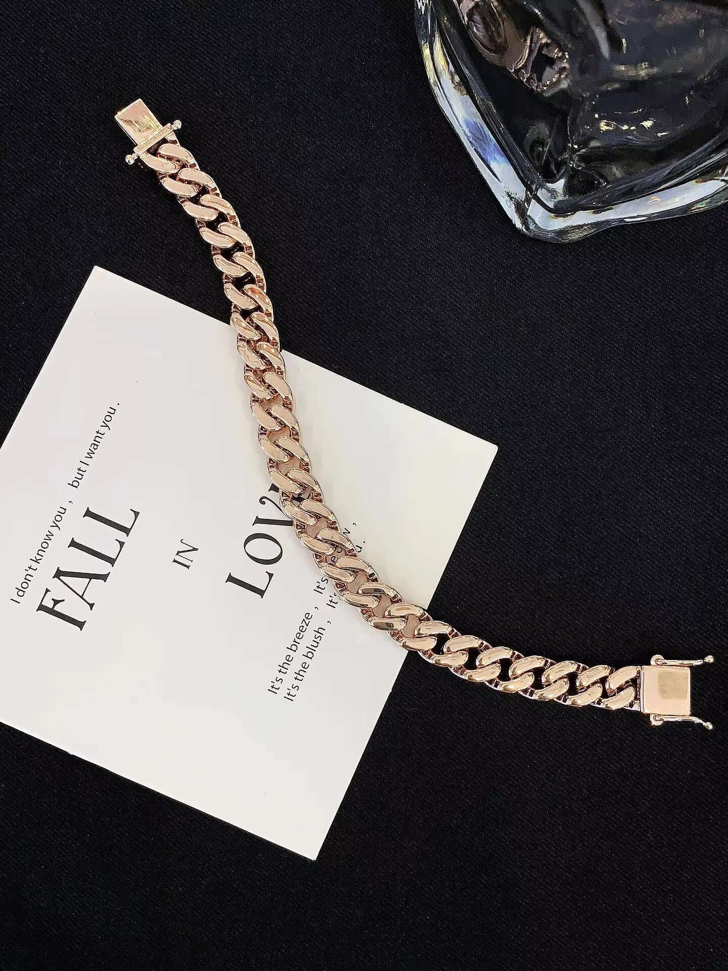 Hip Hop Custom Iced Out Lab Moissanite 14K 18K Real Gold Men Cuban Link Chain 8mm 16cm Link Chain