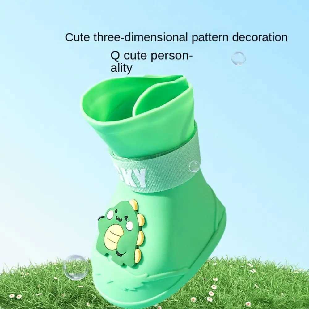 4 pieces of anti slip pet rain shoes new waterproof outdoor shoes socks pet silicone boots dog ankle boots T2504010