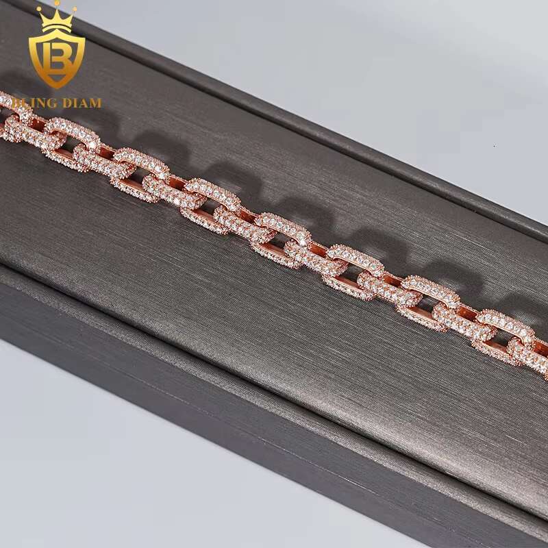 8.2mm Hip Hop Jewelry 925 Silver Iced Out Moissanite Pass Diamond Tester Cuban Link Chain Bracelet for Men