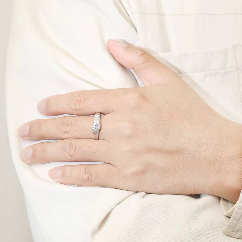 Genuine 925 Sterling Silver Moissanite Couple Ring High-End Luxury Wedding Ring with Light Luxury Temperament Design