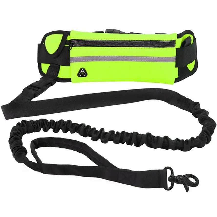 Dog Running Waist Leash Nylon Pet Leash with Waist Bag Retractable Elastic Belt Dog Traction Rope Reflective Belt Buckle J251110