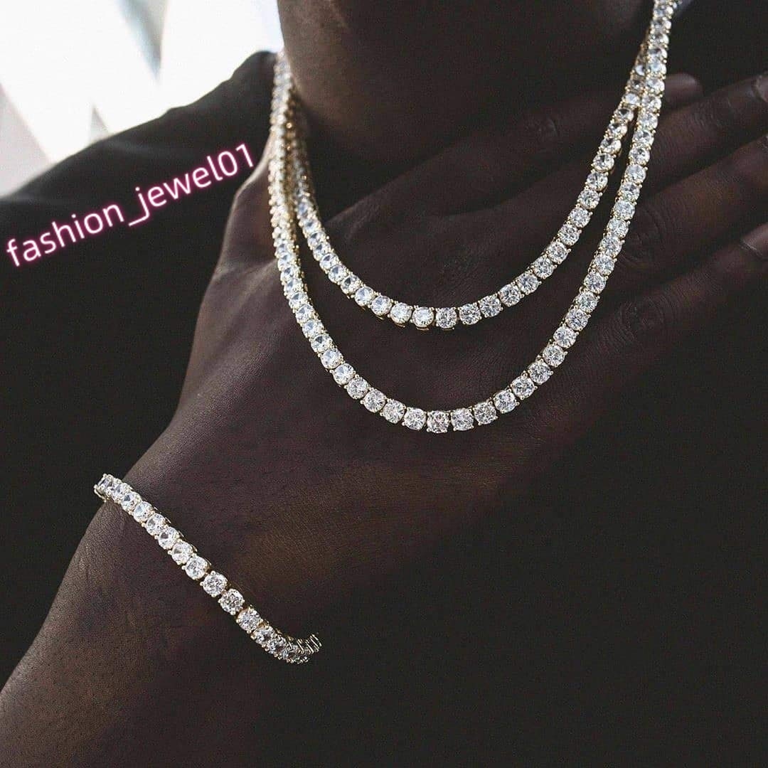 2mm 3mm 4mm 5mm 6.5mm VVS D Color 925 Sterling Silver Yellow /Rose Gold Rhodium Plated Bracelet Necklace Moissanite Tennis Chain