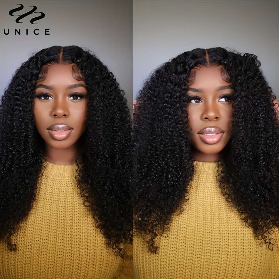 4X1 Middle Part Closure Kinky Human Hair Super Natural 4C Curly Lace Wig For Beginners Density