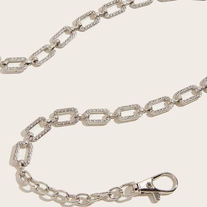 Wens rhinestone with metal ultra-thin waist chain high-quality Versatile dress fashionable with bright brides sparkling waist chain X250410