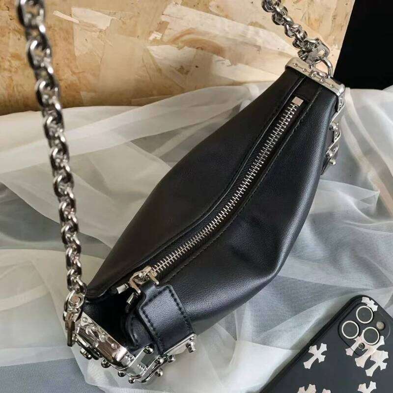 Genuine Leather Small Box Bags For Women Luxury Designer Handbags Purses 2025 New In Cowhide Lock Rivet Chain Underarm Shoulder