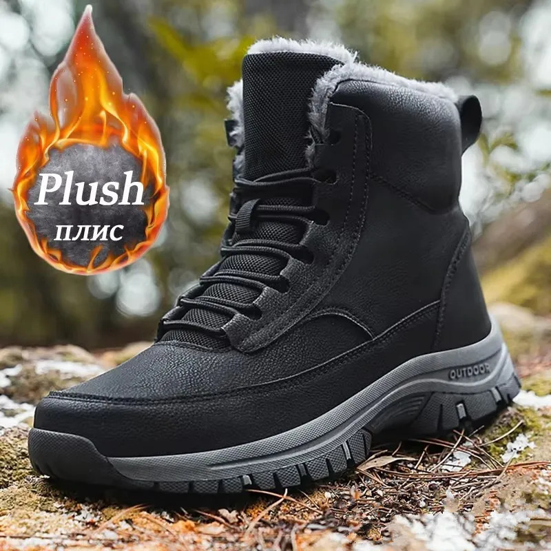 Men Winter Snow Boots For Waterproof Leather Sneakers Super Warm Mens Boots Outdoor Male Hiking Boots Work Shoes Size 39-48 251107