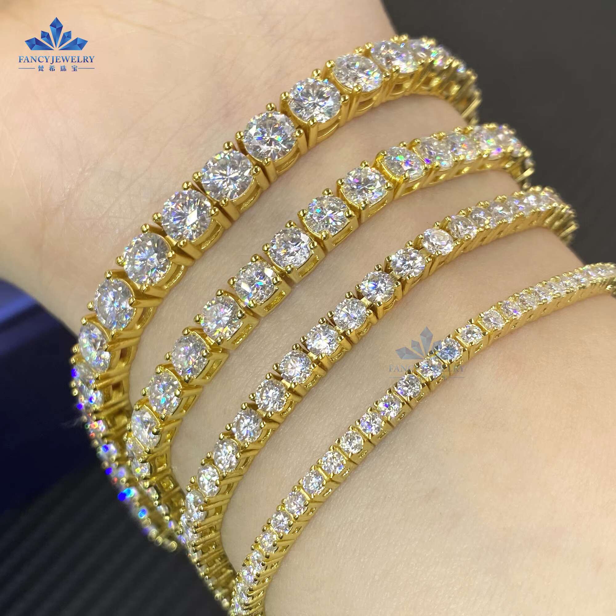 Boutique Jewelry Men and Women S Sier VVS D Colored Silica Tennis Chain Gold Plated Wedding Party Gifts Engagement