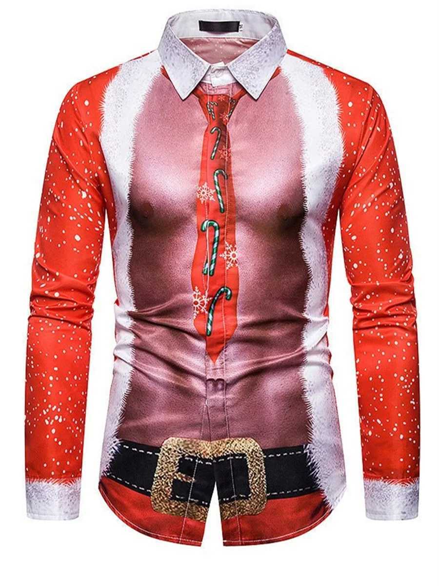 2024 New Fashionable Suit Shirt Christmas Men Muscle Christmas Tree Funny HD Pattern Soft And Comfortable Mens Large Size Q251110