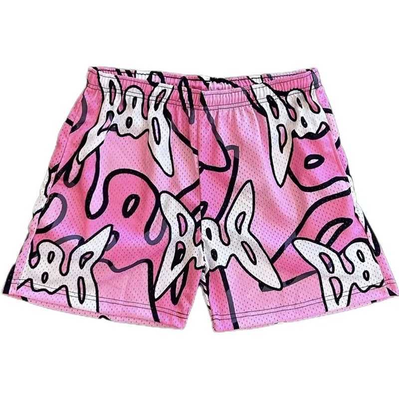 2024 mesh breathable mens shorts gym basketball running quick drying shorts pocket flame print fashionable summer shorts X250410