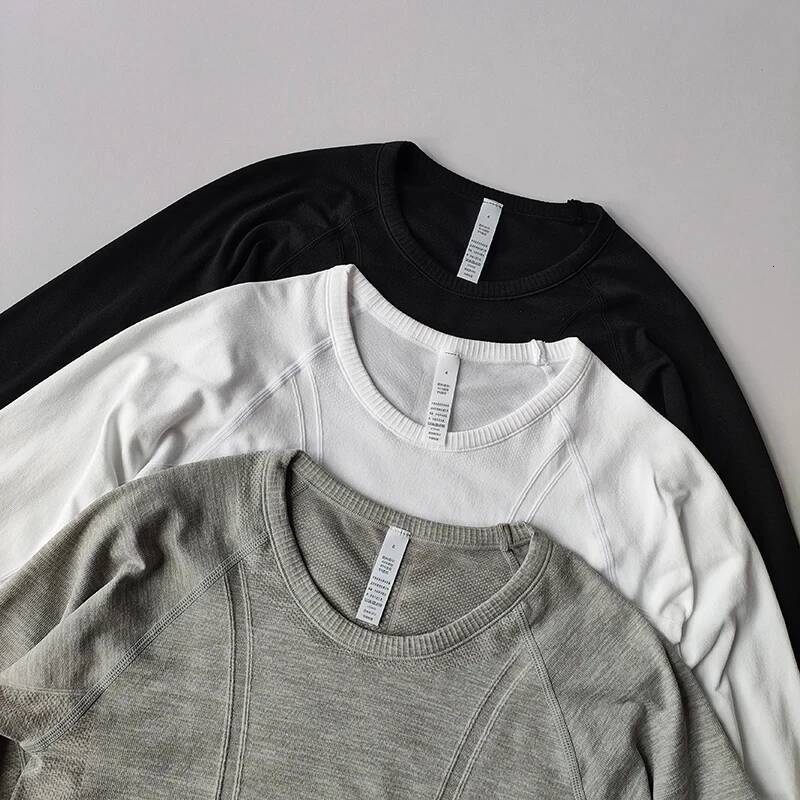 Yoga Sports Tops Women's Round Neck Long Sleeves Seamless Slimming Breathable Running Pula Speed Drying Fitness Clothes