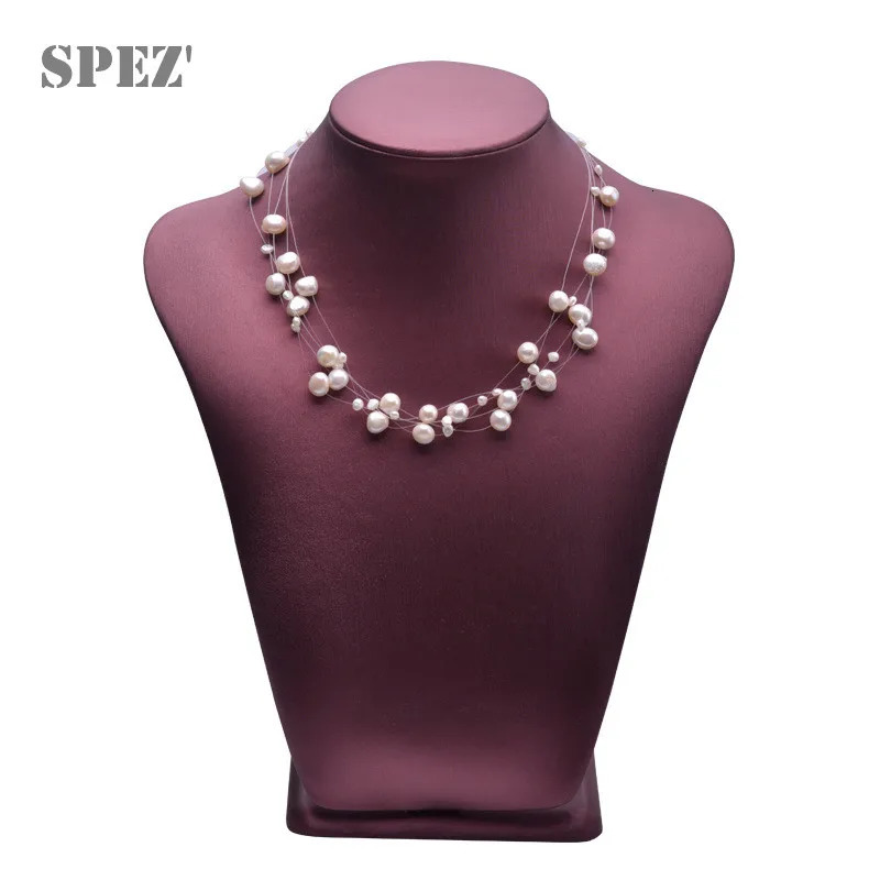 Natural Freshwater Pearl Necklace For Women Baroque Pearl Layered Choker Fashion Gold Plated Jewelry Accessories Clasp 250409