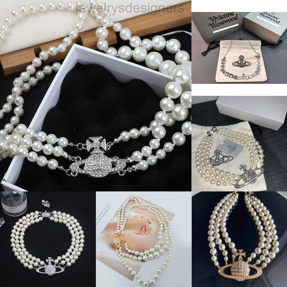 Pendant Necklaces Designer Jewelry New Western Empress Dowager Earnail Viviennen West Wood Bracelet Saturn Set Art Pearl Black Sier