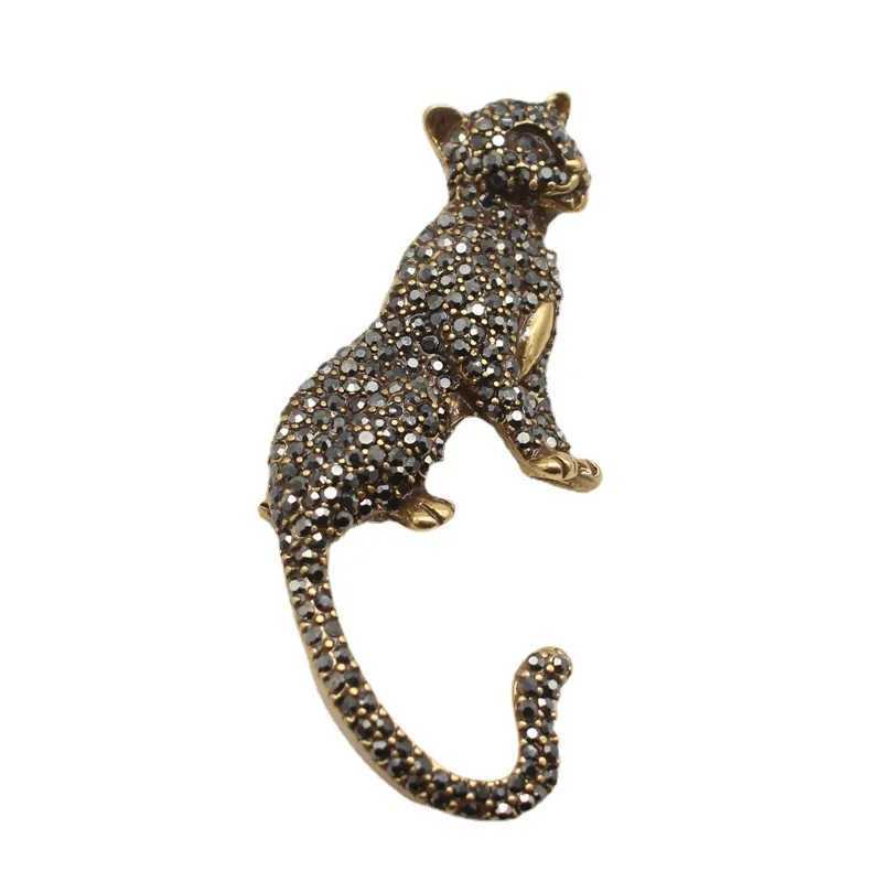 Vintage Animal Gem Brooch - Antiqued Leopard Brooch Understated yet Dramatic 3D Antique-Style Pin M168W251110