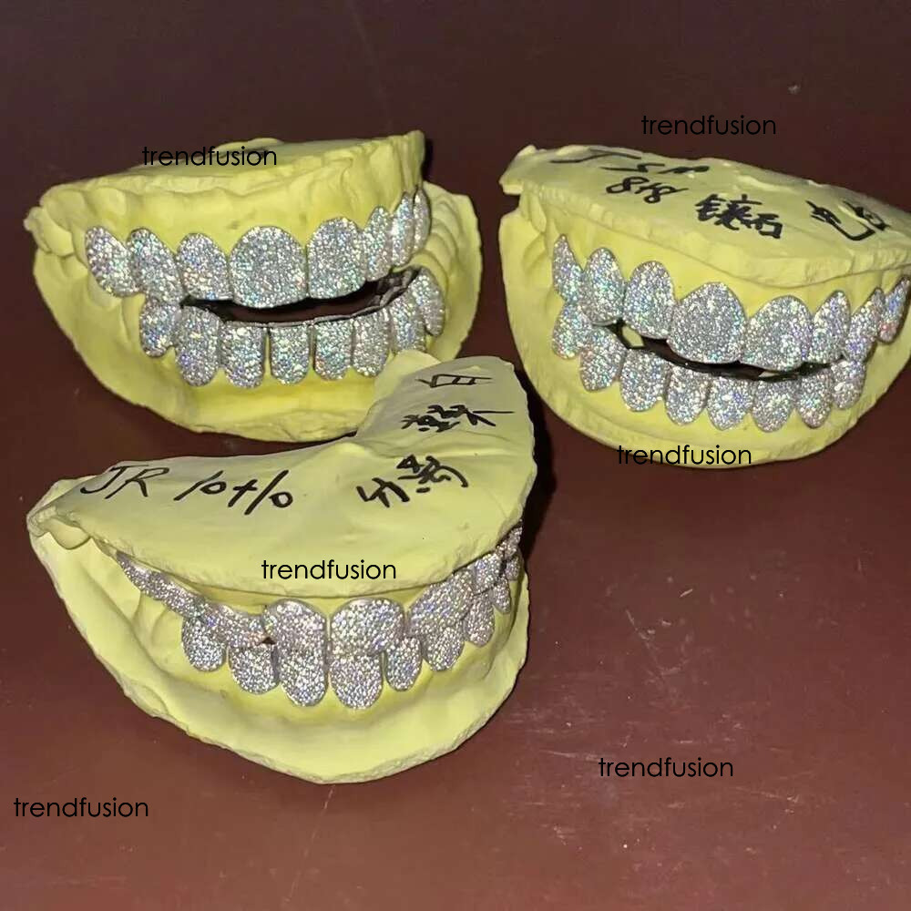 Custom Made Hip Hop Iced Out Sterg sier Jewelry Deep Cut VVS Moissanite Dias Teeth Mouth Grillz
