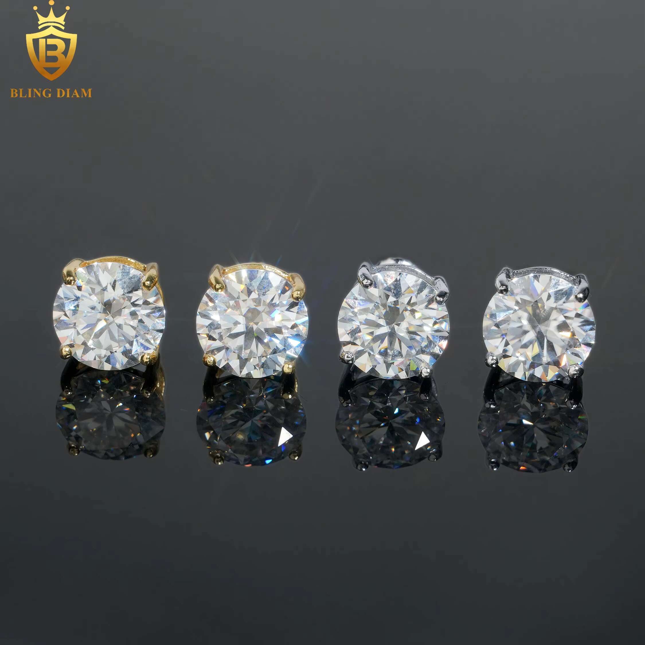 Fine Jewelry Wholesale Gold Plated 925 Sterling Silver Vvs1 Moissanite Diamond High Quality Luxury Earrings