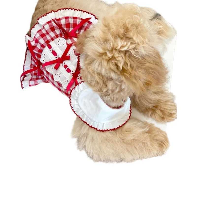 Fashion Puppy Plaid Clothes Pet Suspender Skirt Grid Traction Buckle Two Leg Dress Clothes Breathable Cat Dog Princess Dresses J251110