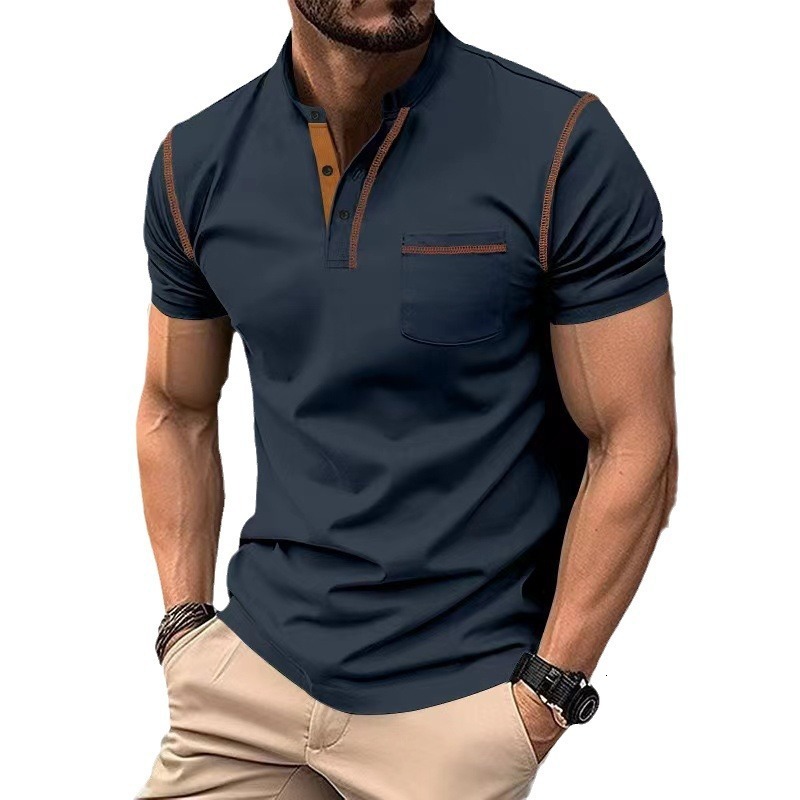 2024 Summer New Mens Short sleeved T-shirt Quick drying Casual Polo Shirt
