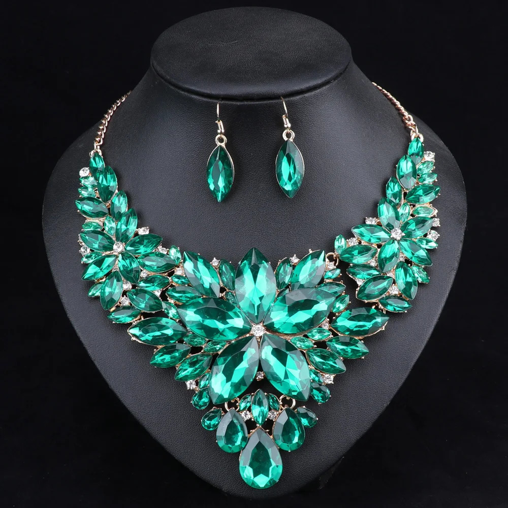 Fashion Crystal Jewelry Sets Bridal Necklace Earrings Sets Wedding Party Jewelery Dress Jewellery Decoration Accessories 250409