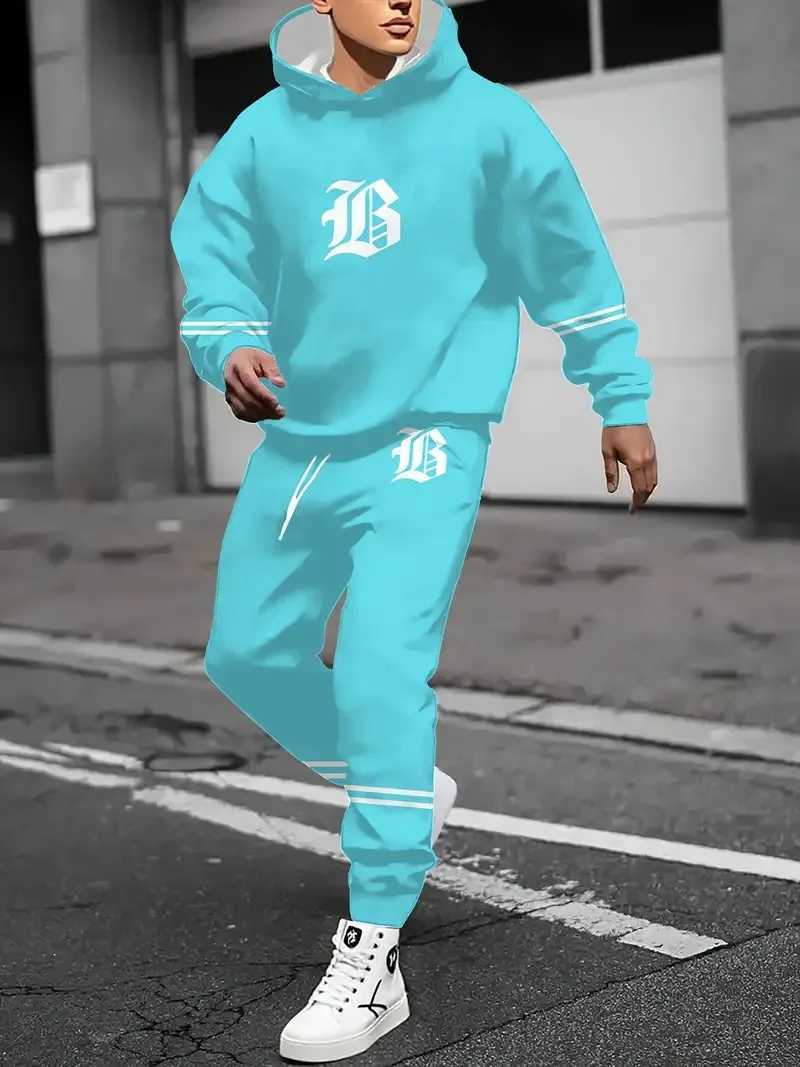 The new mens set for Spring and Autumn 2025 features a casual fashionable soft and comfortable 3D letter pattern print W251110