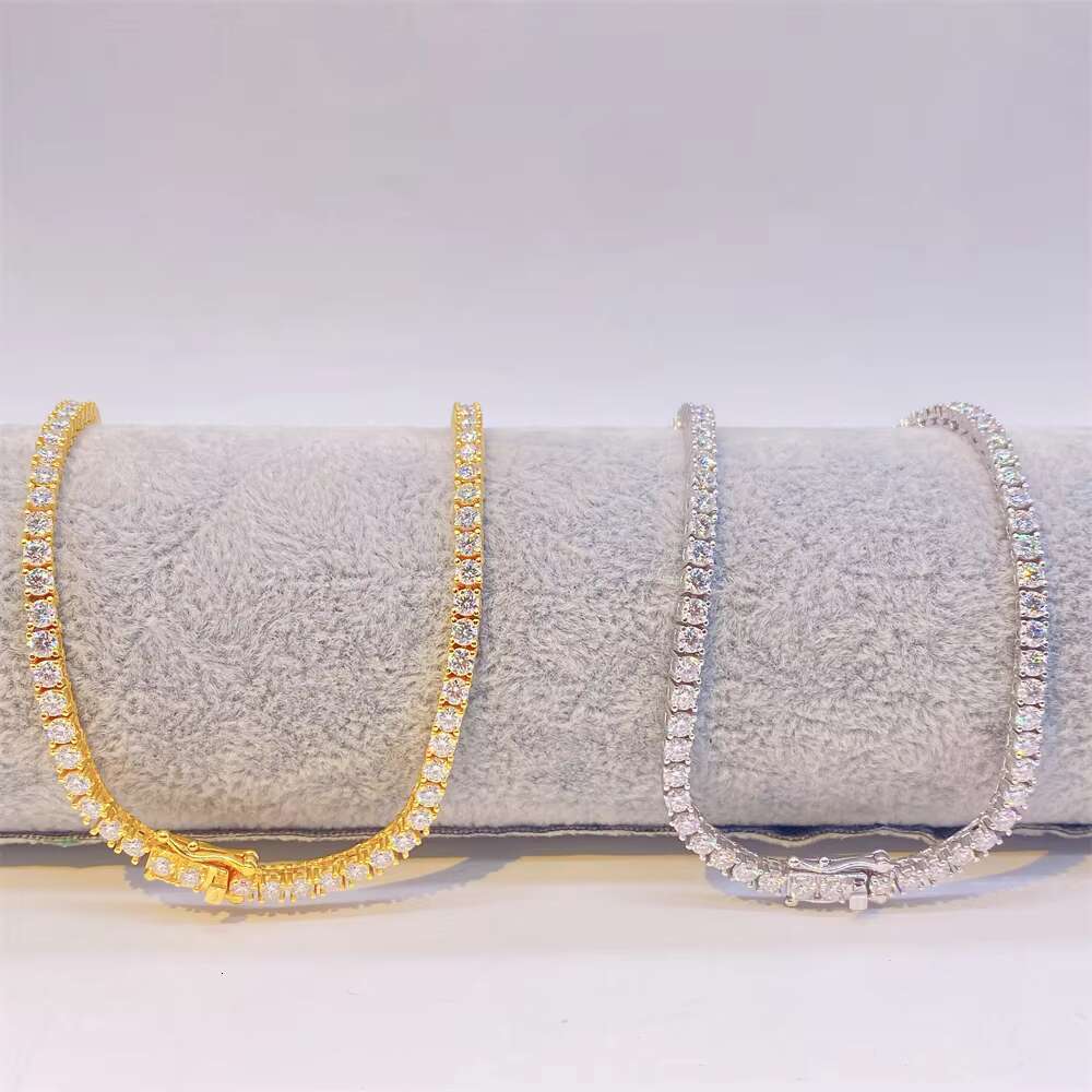 Hip Hop Tennis Necklace Jewelry Ready to Ship 34MM Width Chain Iced Out Moissanite Diamond Tennis Chain