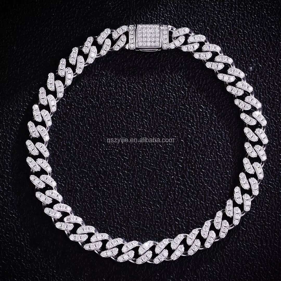 Sierstone Cuban Chain 6mm, with 1 row of stone men's bracelets and necklaces, hip-hop boutique jewelry gifts