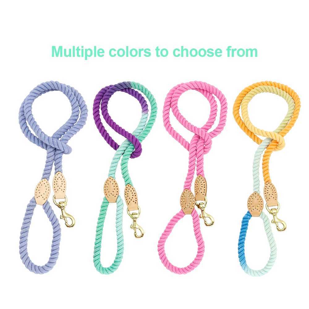 Colorful Dog Leash Round Cotton Dogs Lead Rope Cute Rainbow Pet Long Leashes Belt Outdoor Dog Walking Training Leads Ropes J251110