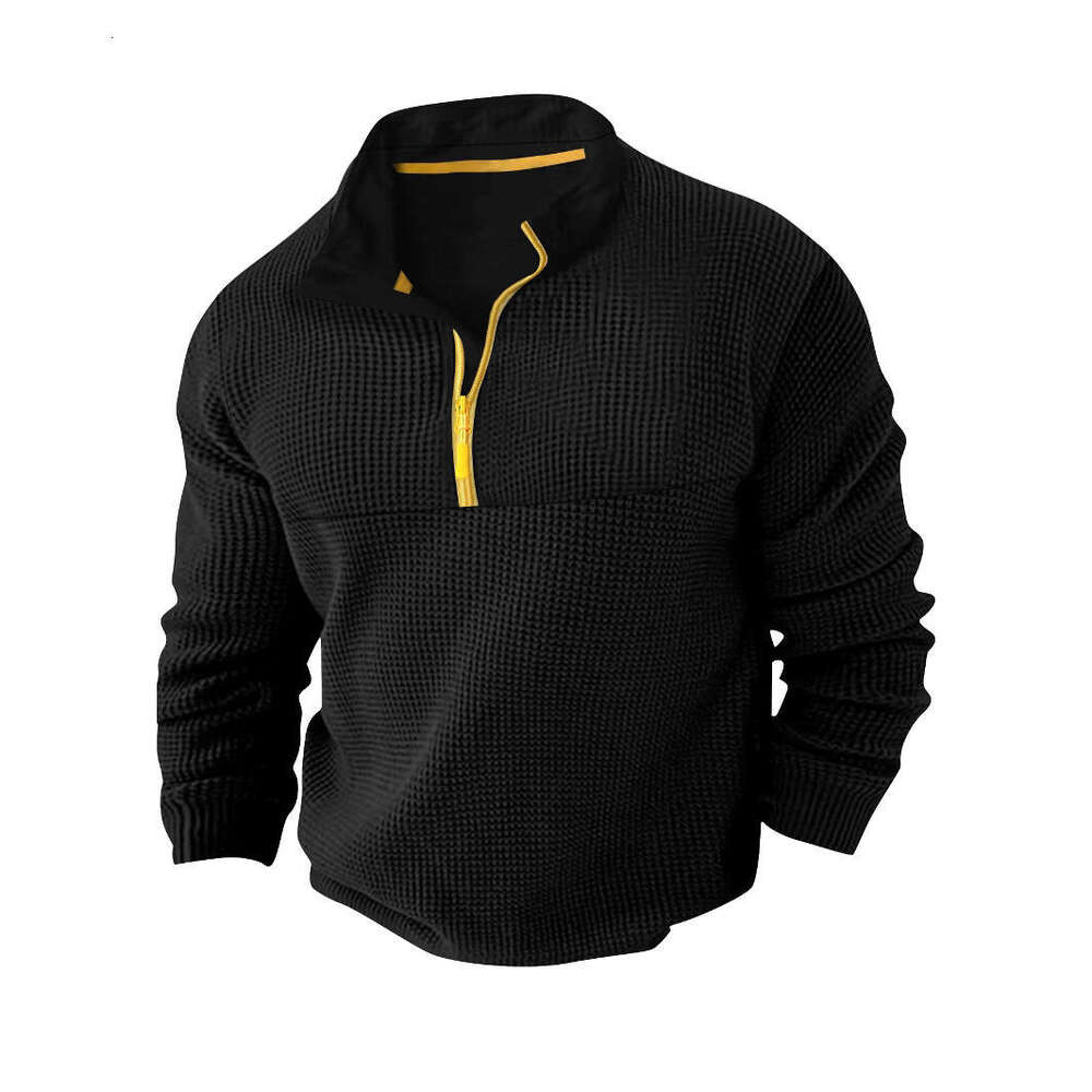 Cross-Border Spring and Autumn New Men's T-Shirt Sweatshirt Casual Sports Color Block Long Sleeve High Neck Half-Zip Top