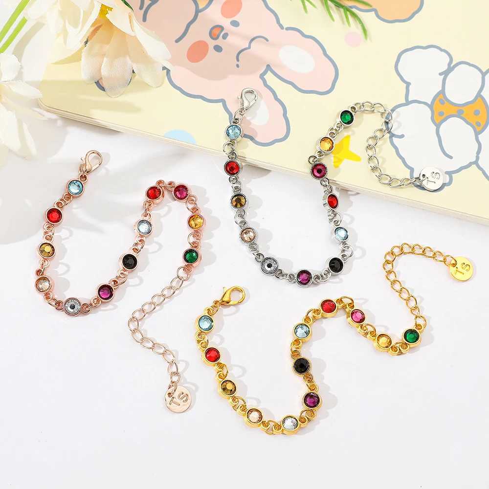 Colorful Rhinestone Beads Bracelet for Women Gold Plated Chain Seaside Commemorative Bracelet Friendship Party JewelryT251110