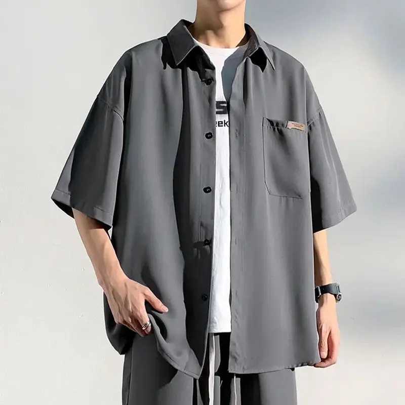 Ice silk short sleeved mens and womens summer loose top X250410
