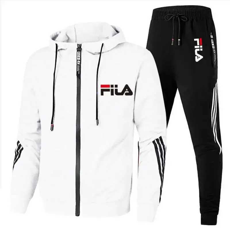 2025 Mens spring and Fall outdoor zipper jacket sweatpants jogging set Casual basketball fitness two-piece set W251110
