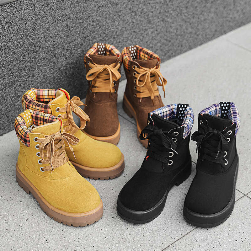 Petite 5cm Autumn Winter Outdoor Casual Martin Men Leather Round Toe Stylish Slim Fashion Short Boots YZ06