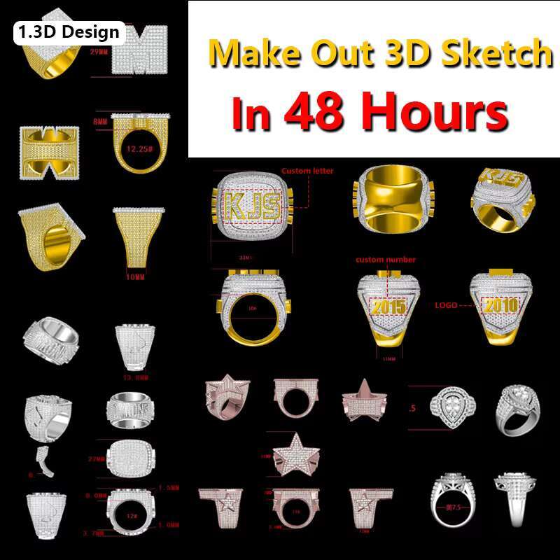 Custom Pass Diamond Tester Hip Hop VVS Moissanite Ring Iced Out 925 Silver Heart Shape Ring Men Hiphop Jewelry