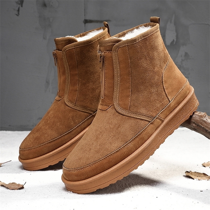 Winter Men Shoes Warm Fur Snow Boots Waterproof Suede Furry Leather Ankle Chelsea Boots Male Fluffy Plush Shoes Outdoor Footwear 251023CJ