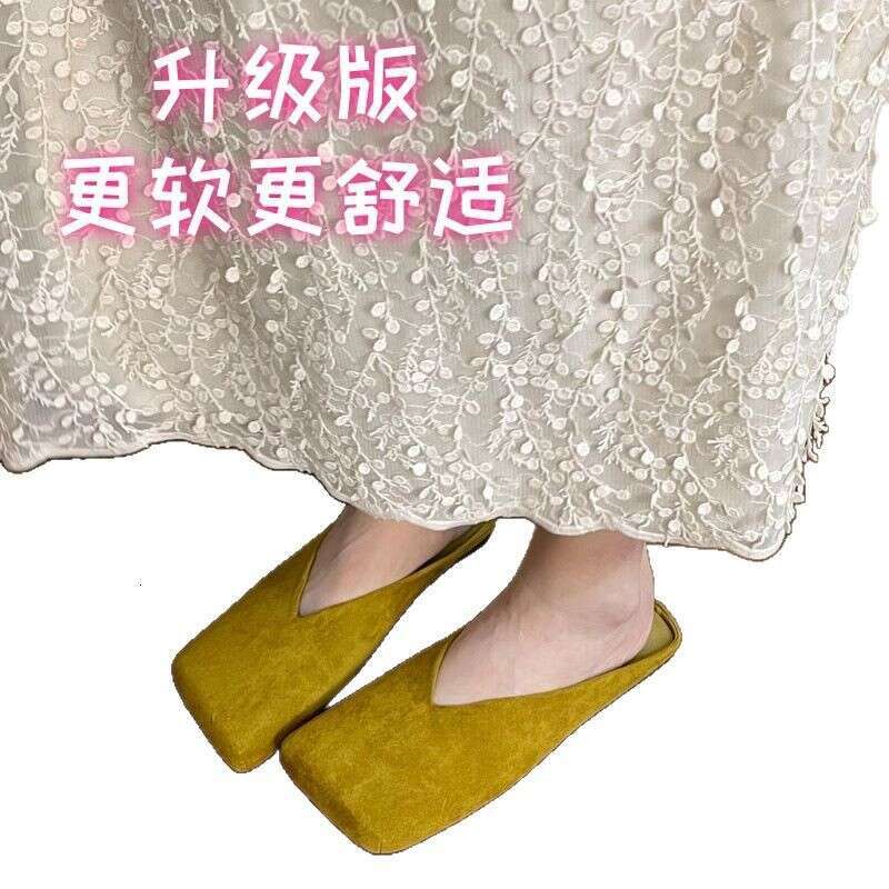 Woman Sandals Baotou Half Slippers For Women S Outdoor Wear Spring Summer New Style Niche Square Head Velvet Casual Versatile Soft Soled Muller Shoes