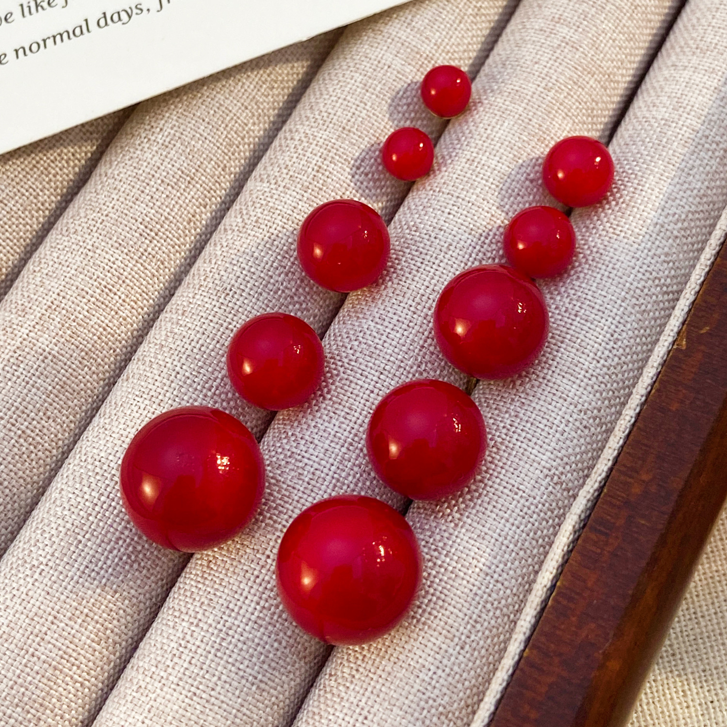 for Women New Year Elegant Fashion Commuting Ancora Red Cherry Bean Stud Earrings