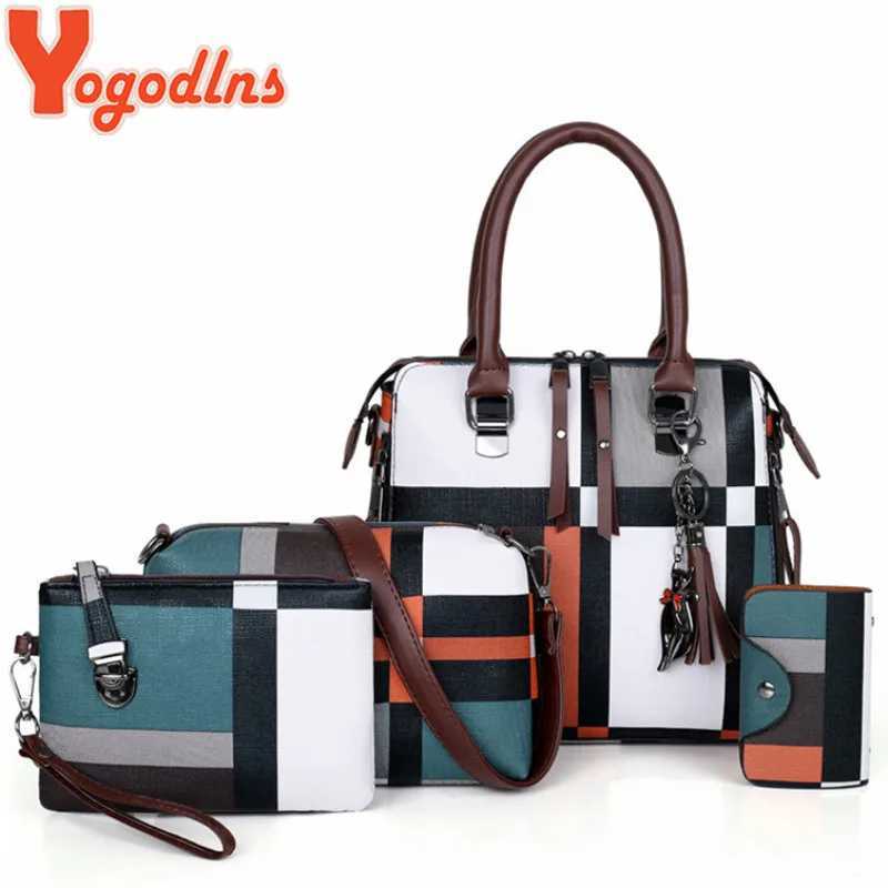 Luxury Handbags plaid Women Bags Designer New tassel Purses and Handbags Set 4 Pieces Bags Female Feminina travel tote K251110