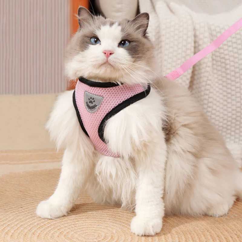 Summer Cat Dog Harness Lead Leash Adjustable Vest Polyester Mesh Breathable Harnesses Reflective for Small Dog Cat Lesah J251110