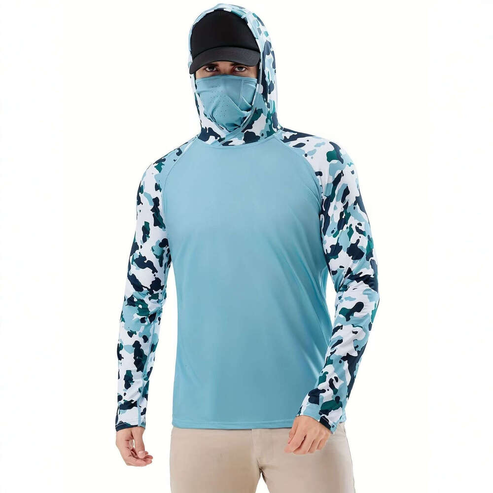 American Style Breathable Quick-Dry Stand Collar for Men Lightweight 3D Cut Sun Protection Outfit Outdoor Fishing Cycling Clothing Cross-Border