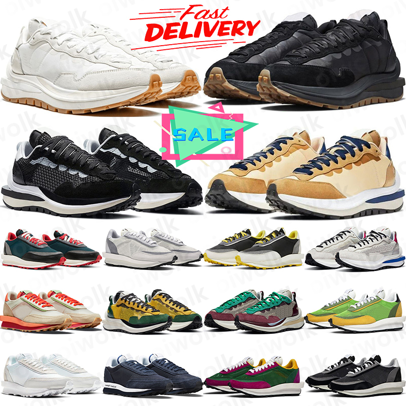 Running Shoes Sacais Waffles Sail nylon Black White Gum Bright Citron Fragment Grey Blue Game Royal Sacai Leather Suede Sneakers 36-45