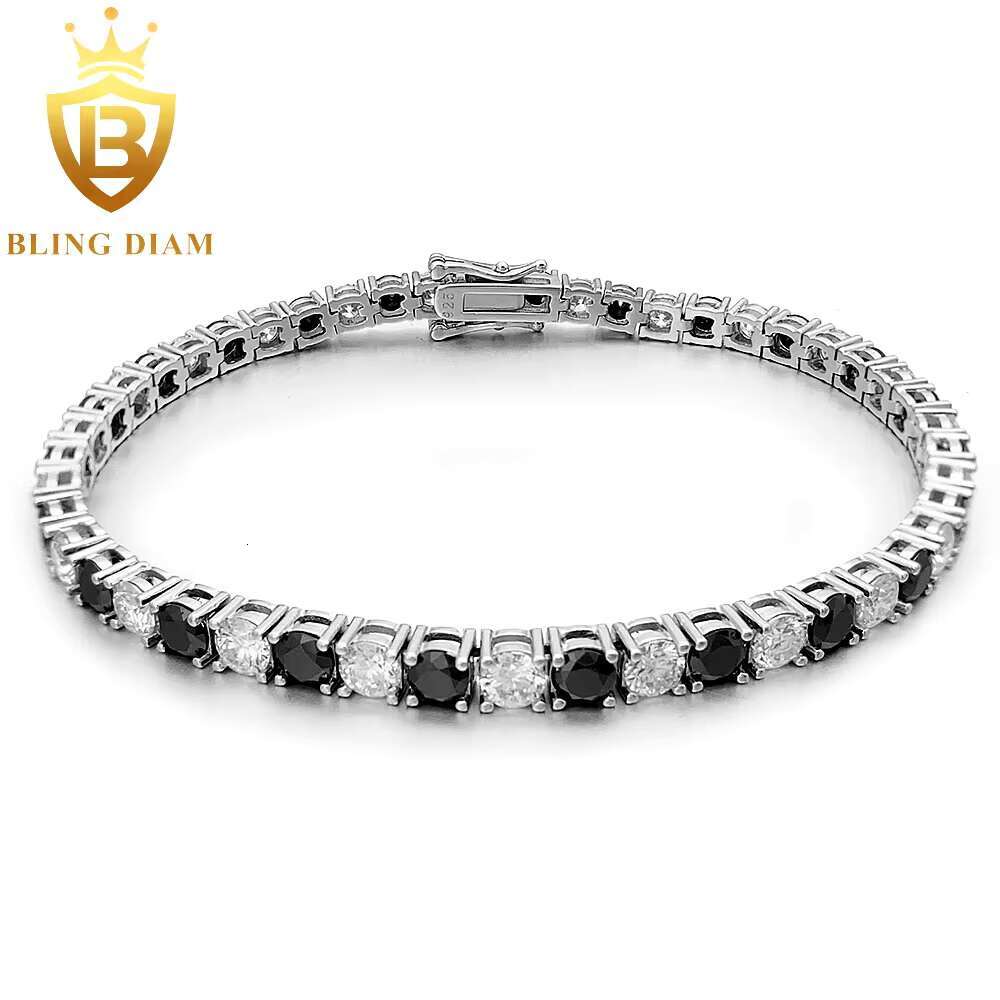Fashion Bling Rhinestones Jewelry Pass Diamond Tester 4mm 925 Sterling Silver VVS Moissanite Iced Out Bracelet